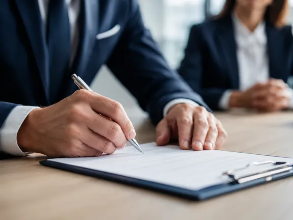 Empresário assinando contrato sobre a mesa